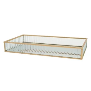Bandeja decorativa de vidro com metal